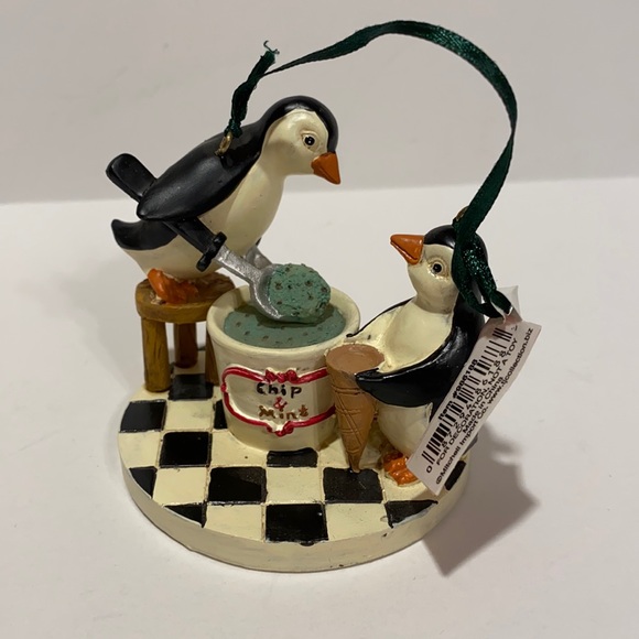 Tj’s Christmas Penguins Serving Ice Cream Christmas Tree Ornament Decoration - Picture 1 of 10